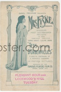 2b1598 TESS OF THE D'URBERVILLES herald 1913 Minnie Maddern Fiske in Thomas Hardy's sublime drama!