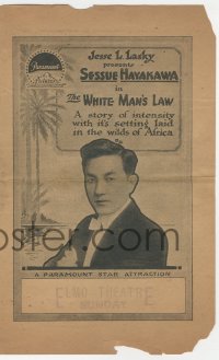 2b1606 WHITE MAN'S LAW herald 1918 Sessue Hayakawa & Florence Vidor in the wilds of Africa, rare!