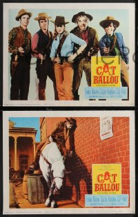 2b1430 CAT BALLOU 6 LCs 1965 w/posed portrait of Jane Fonda, Lee Marvin & top cast pointing guns!
