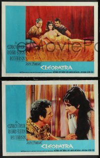 2b1470 CLEOPATRA 3 LCs 1963 great images of Elizabeth Taylor as Queen of Nile, Burton, blue borders!
