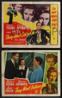 2b1418 THEY WON'T BELIEVE ME 8 LCs 1947 Susan Hayward between Robert Young & Jane Greer, Pichel