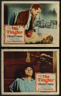 2b1463 TINGLER 4 LCs 1959 great images of Vincent Price, William Castle, presented in Percepto!