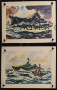 2b0623 ARTHUR BEAUMONT art portfolio 1944 Our Fighting Navy, contains 8 color prints of ships!