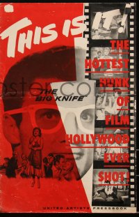 2b0717 BIG KNIFE pressbook 1955 Aldrich, classic image of movie star Jack Palance in wacky glasses!