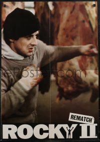 2b0040 ROCKY II promo brochure 1979 unfolds to 22x32 poster of Sylvester Stallone pounding the beef!