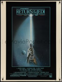 2c0623 RETURN OF THE JEDI 30x40 1983 George Lucas, art of hands holding lightsaber by Tim Reamer!