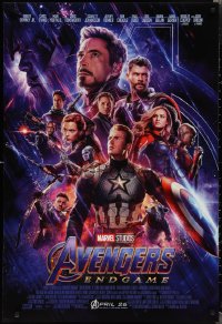 2c0811 AVENGERS: ENDGAME advance DS 1sh 2019 Marvel Comics, cool montage with Hemsworth & top cast!