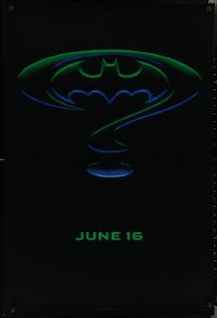 2c0831 BATMAN FOREVER teaser DS 1sh 1995 Kilmer, Kidman, cool question mark & bat symbol design!