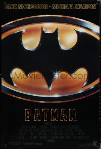 2c0828 BATMAN int'l 1sh 1989 directed by Tim Burton, Nicholson, Keaton, cool image of Bat logo!