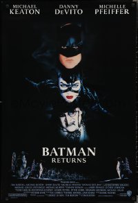 2c0836 BATMAN RETURNS 1sh 1992 Michael Keaton, Danny DeVito, Michelle Pfeiffer, Tim Burton!