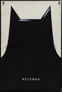 2c0838 BATMAN RETURNS teaser DS 1sh 1992 Burton, Keaton, cool partial bat symbol, undated design!