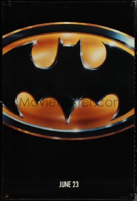 2c0827 BATMAN teaser 1sh 1989 directed by Tim Burton, cool image of Bat logo, glossy finish!