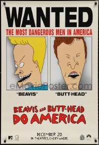 2c0842 BEAVIS & BUTT-HEAD DO AMERICA teaser 1sh 1996 Mike Judge, most dangerous men in America!