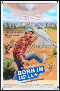 2c0877 BORN IN EAST L.A. 1sh 1987 great art of Mexican Cheech Marin crossing the border!