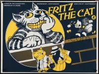 2c0307 FRITZ THE CAT British quad 1972 Ralph Bakshi & R. Crumb cartoon, art on black background!
