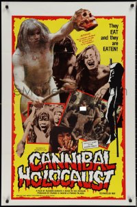 2c0893 CANNIBAL HOLOCAUST 1sh 1985 rare full-color one-sheet with gruesome image!
