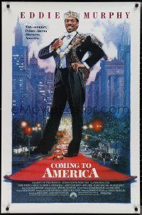 2c0913 COMING TO AMERICA int'l 1sh 1988 great artwork of African Prince Eddie Murphy by Drew Struzan!
