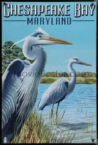 2c0173 CHESAPEAKE BAY MARYLAND 27x40 commercial poster 2010s blue herons by a shoreline!