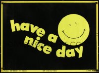2c0182 HAVE A NICE DAY - SMILE 22x30 commercial poster 1971 flocked 'velvet' blacklight art!