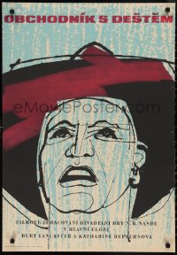 2c0297 RAINMAKER Czech 23x33 1961 great close up art of Burt Lancaster by Josef Flejsar, ultra rare!
