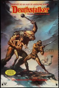 2c0094 DEATHSTALKER 24x36 video poster 1984 awesome Boris Vallejo artwork of man fighting ogre for girl!
