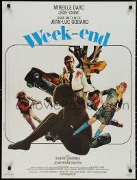 2c0376 WEEK END French 24x32 1967 Jean-Luc Godard, cool different design by Jouineau Bourduge!