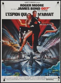 2c0387 SPY WHO LOVED ME French 16x21 R1984 art of Roger Moore as James Bond by Bob Peak!
