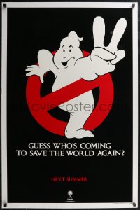 2c1006 GHOSTBUSTERS 2 teaser 1sh 1989 logo, guess who is coming to save the world again next summer?