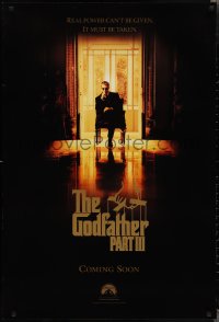 2c1013 GODFATHER PART III heavy stock teaser 1sh 1990 Al Pacino, Francis Ford Coppola!