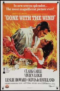 2c1016 GONE WITH THE WIND 1sh R1989 art of Gable carrying Leigh over Atlanta by Terpning!