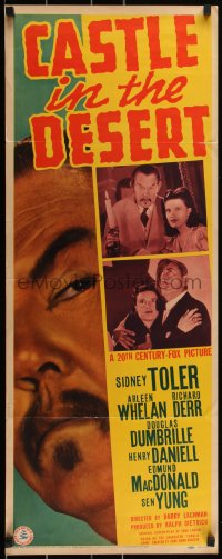 2c0679 CASTLE IN THE DESERT insert 1942 Sidney Toler as Charlie Chan with gun, ultra rare!