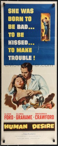 2c0710 HUMAN DESIRE insert 1954 Gloria Grahame born to be bad, kissed & make trouble, Fritz Lang!