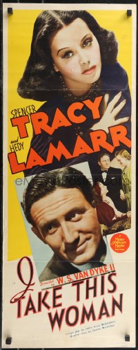 2c0712 I TAKE THIS WOMAN insert 1940 Lamarr is woman of flame, Tracy the man of the hour, rare!