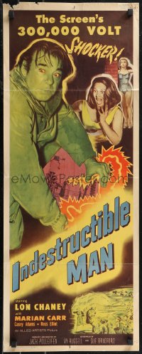 2c0715 INDESTRUCTIBLE MAN insert 1956 Lon Chaney Jr. as inhuman, invincible, inescapable monster!