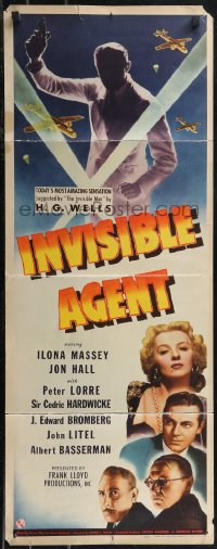 2c0716 INVISIBLE AGENT insert 1942 fx image of invisible man with WWII airplanes, Peter Lorre