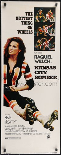 2c0721 KANSAS CITY BOMBER insert 1972 sexy roller derby girl Raquel Welch, hottest thing on wheels!