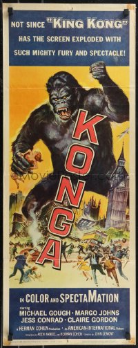 2c0724 KONGA insert 1961 great artwork of giant angry ape terrorizing city by Reynold Brown!