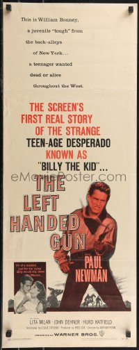 2c0726 LEFT HANDED GUN insert 1958 great image of Paul Newman as teenage desperado Billy the Kid!