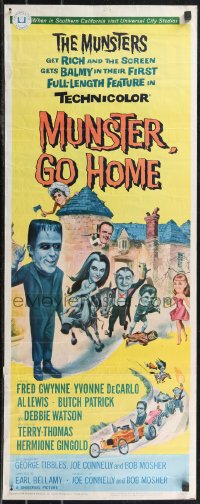 2c0739 MUNSTER GO HOME insert 1966 art of Fred Gwynne, Yvonne De Carlo, Al Lewis, ultra rare!