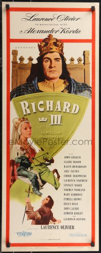 2c0753 RICHARD III insert 1956 art/images of Laurence Olivier as the director and in the title role!