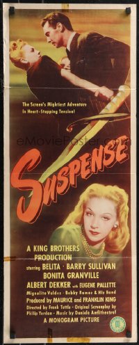 2c0767 SUSPENSE insert 1946 Belita, film noir, the mightiest adventure in heart-stopping tension!