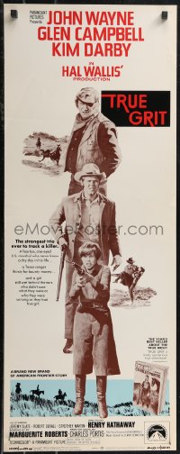 2c0772 TRUE GRIT int'l insert 1969 John Wayne as Rooster Cogburn, Kim Darby, Glen Campbell