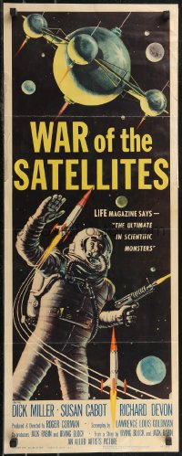 2c0777 WAR OF THE SATELLITES insert 1958 the ultimate in scientific monsters, cool astronaut art!
