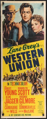 2c0779 WESTERN UNION insert 1941 Zane Grey, Fritz Lang, Robert Young, Randolph Scott
