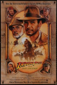 2c1080 INDIANA JONES & THE LAST CRUSADE int'l advance 1sh 1989 art of Ford & Connery by Drew!