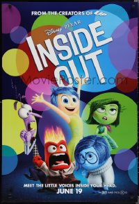2c1088 INSIDE OUT advance DS 1sh 2015 great cast image of Anger, Fear, Disgust, Sadness & Joy!