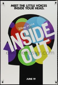 2c1089 INSIDE OUT advance DS 1sh 2015 Walt Disney, Pixar, the voices inside your head, profile art!