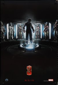 2c1099 IRON MAN 3 teaser DS 1sh 2013 cool image of Robert Downey Jr & many suits!