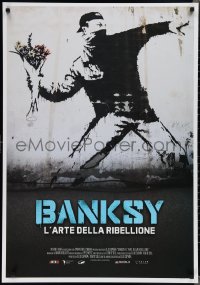 2c0321 BANKSY & THE RISE OF OUTLAW ART Italian 1sh 2020 art of rioter 'throwing' flowers!