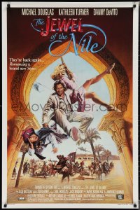 2c1110 JEWEL OF THE NILE 1sh 1985 Rodriguez art of Michael Douglas, Kathleen Turner & Danny DeVito!